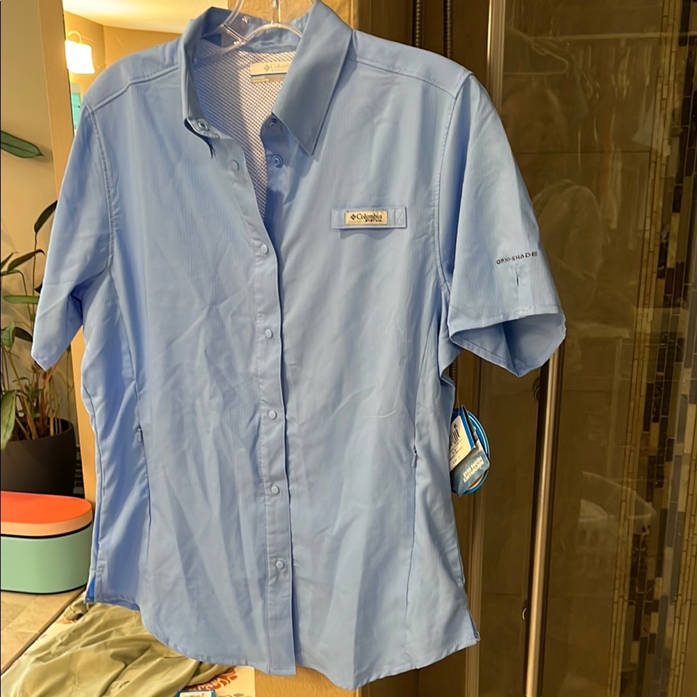 NWT Columbia Women's Robins Egg blue  Tamiami II Short Sleeve Shirt sz S